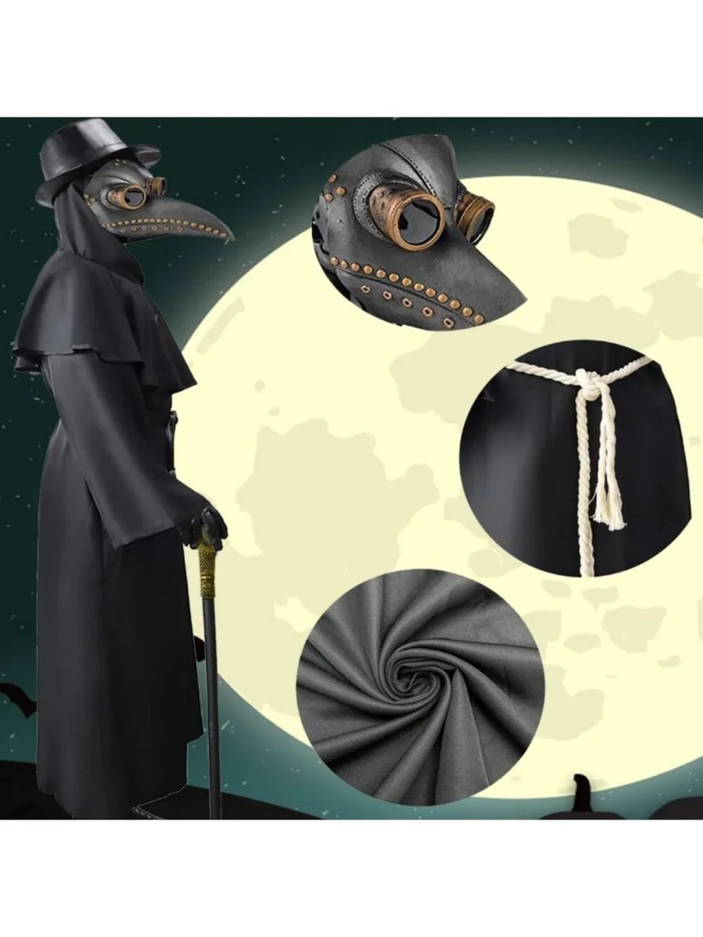 Steampunk Plague Doctor Mask & Cloak Set | Halloween Costume, Horror Party Props